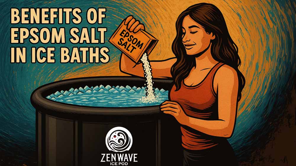 A women pouring epsom salt into an ice bath