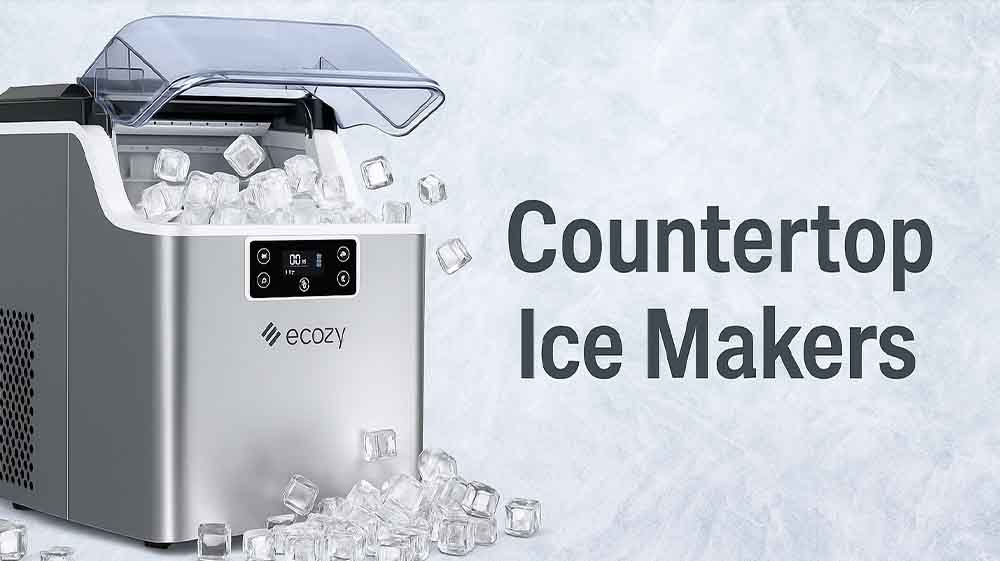 Compact countertop ice maker with cube ice spilling out — best for small-scale cold plunges and beginners