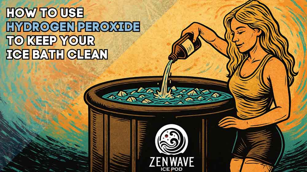 A women pouring Hydrogen Peroxide into her zenwave ice pod ice bath