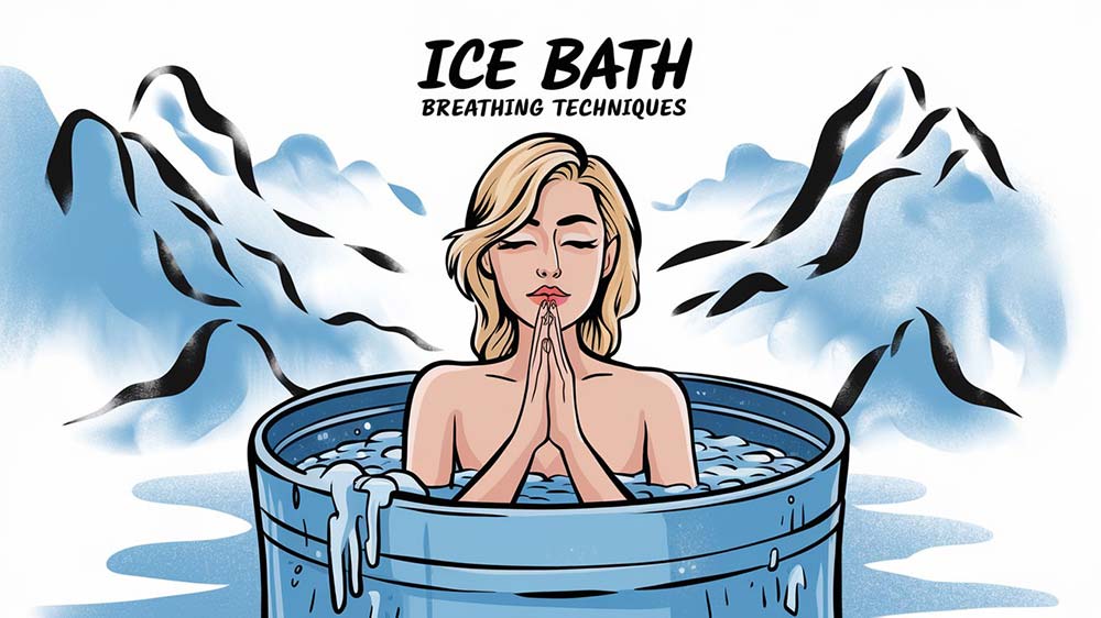 Women using a breathing technique while taking an ice bath