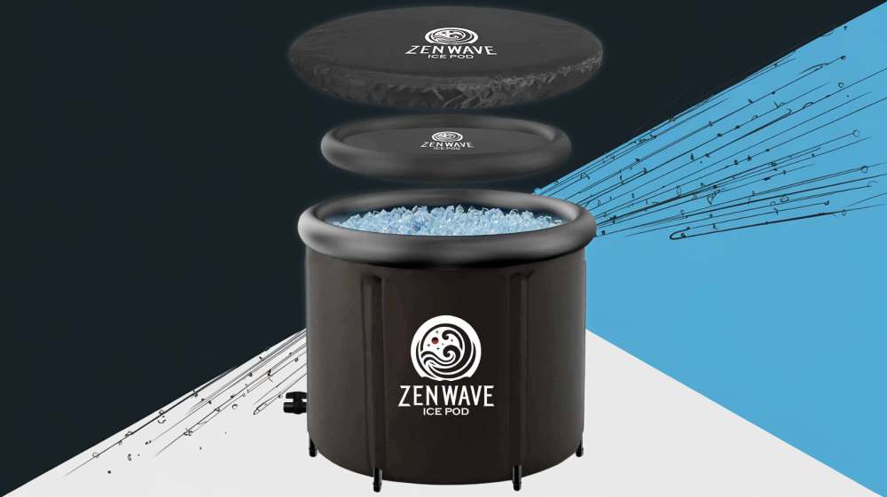 Zenwave Ice Pod tub blue black white background