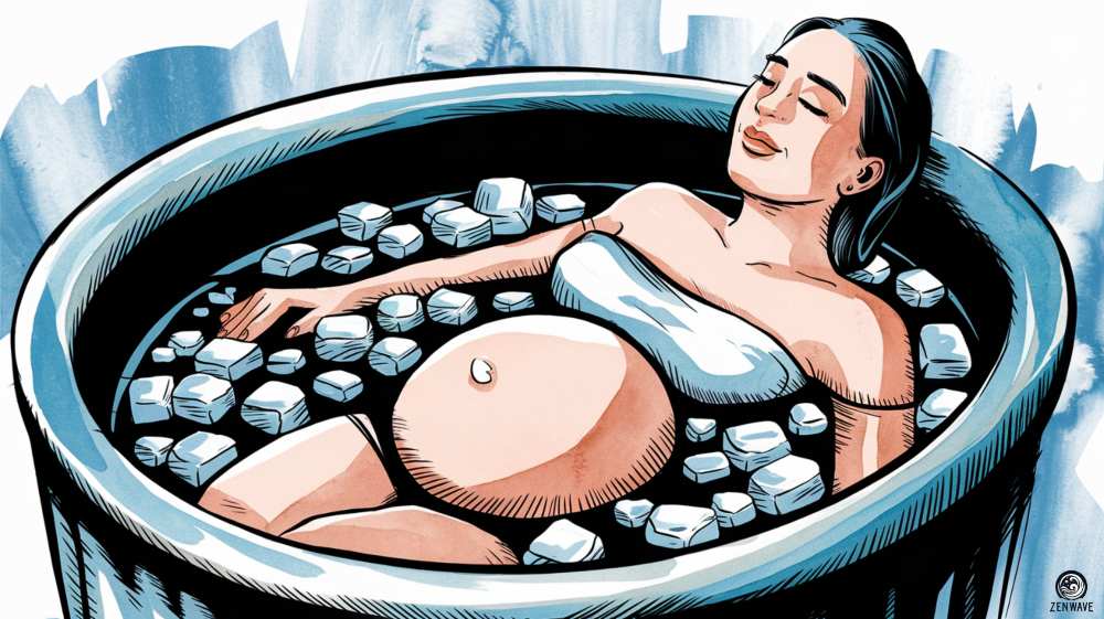 pregnant woman ice bathing