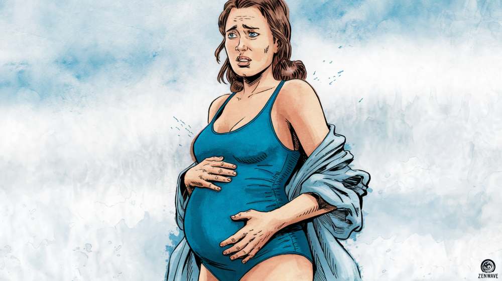 pregnant woman outside in the cold