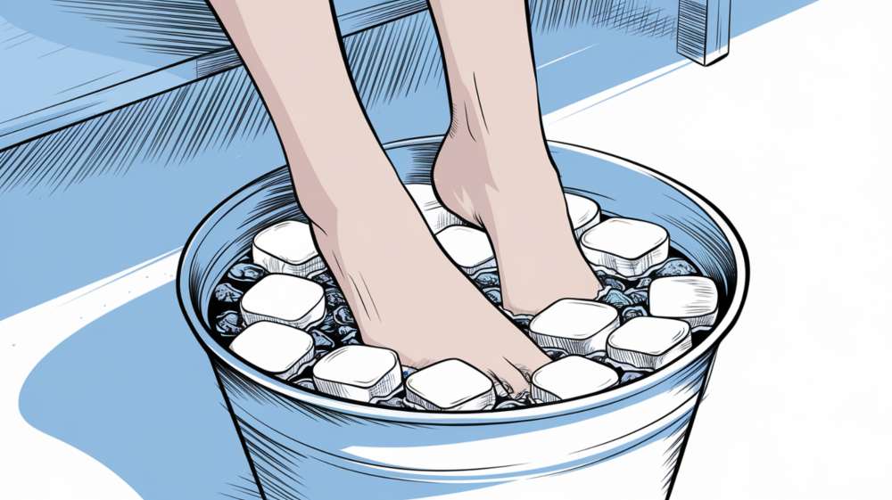 soaking feet in ice water